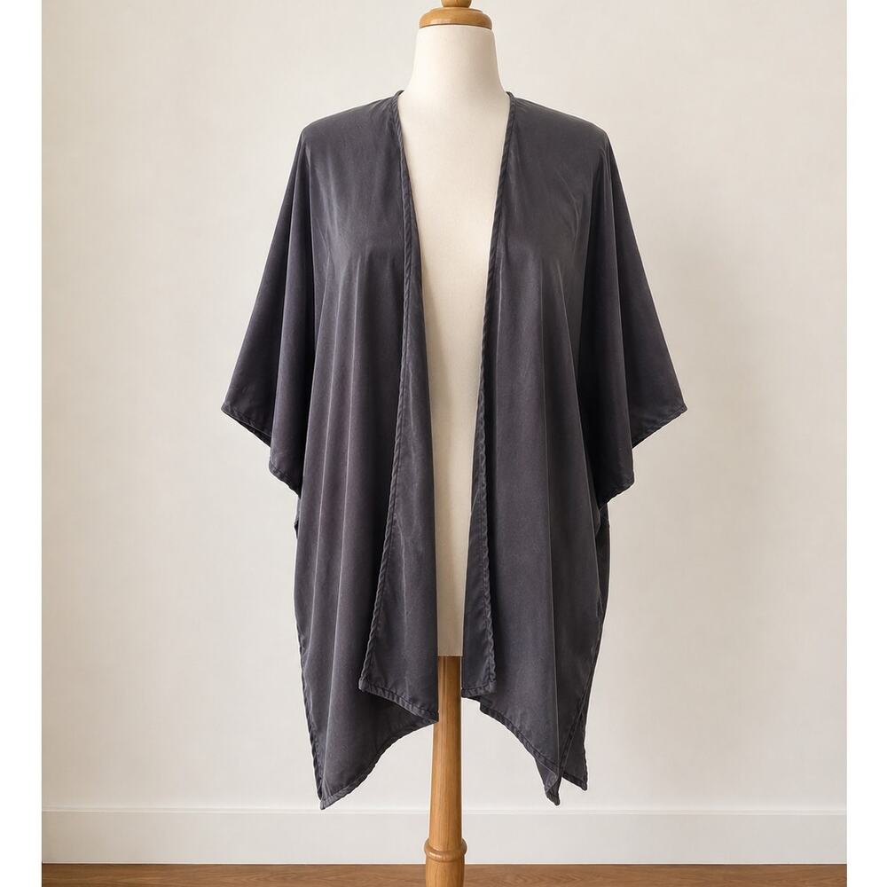Kyla Seo Velvet Draped Kimono Jacket Gray Purple Boho Artsy Size Medium